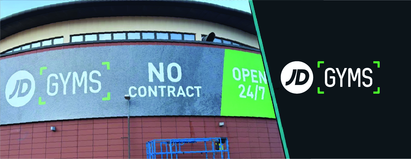 JD Gyms large-format external building graphics installation by TCB Signage