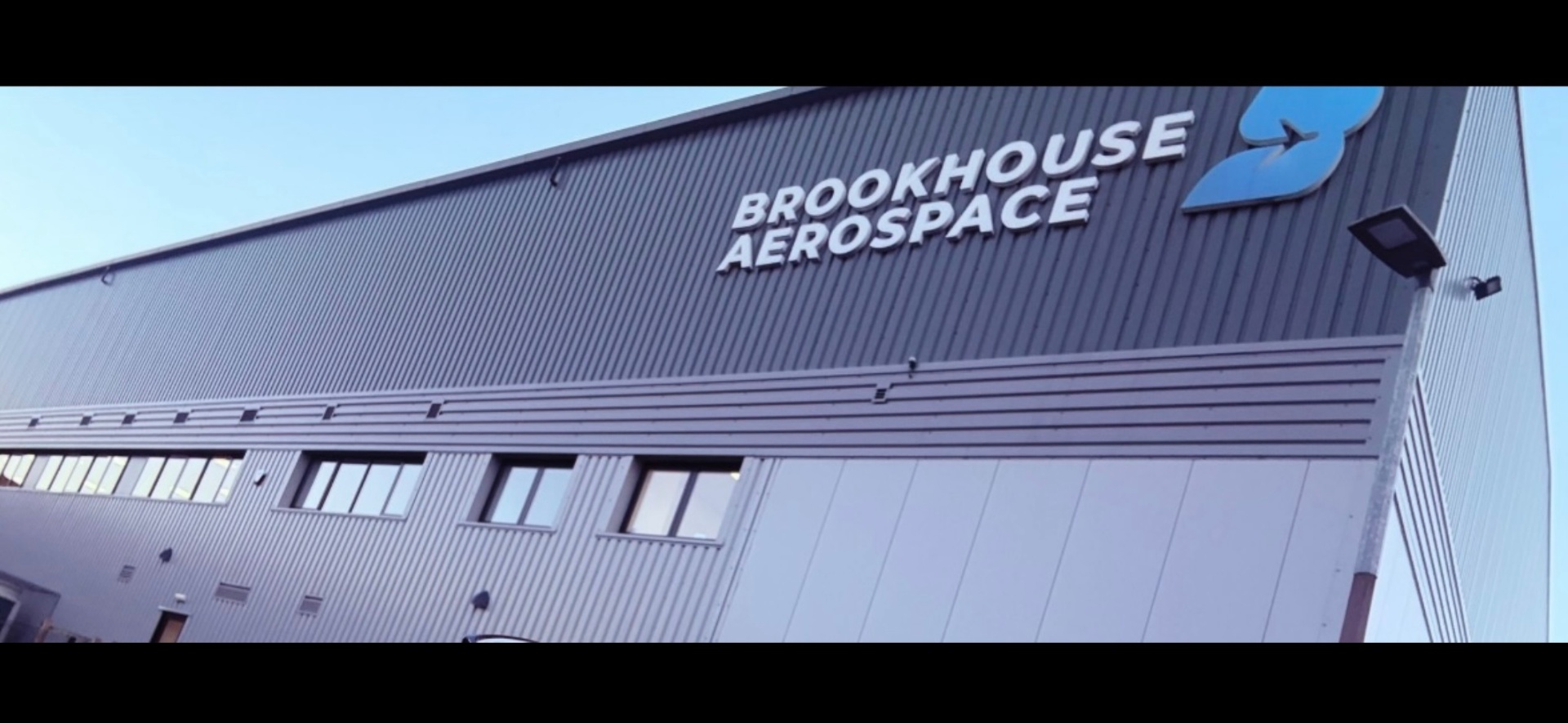 Brookhouse Aerospace illuminated 3D lettering installed on new manufacturing facility